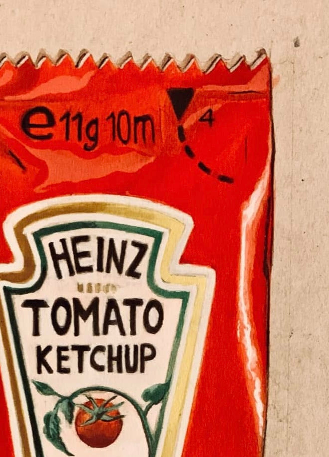 Ketchup — Pintura original acrílico sobre madera | Arte pop contemporáneo