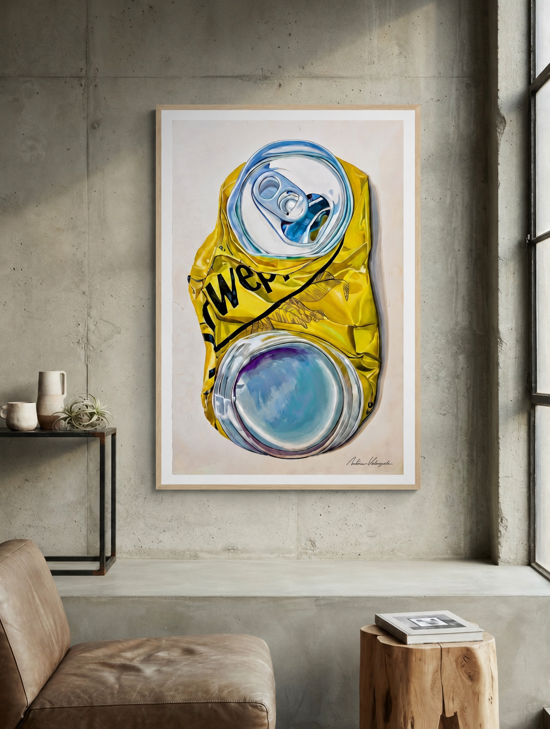 Lata Schweppes — pintura a mano, vista principal
